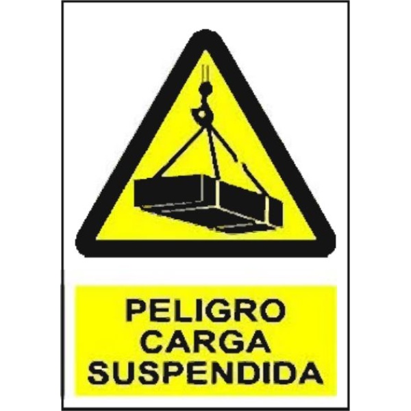 CARTEL OBRA PELIGRO CARGA SUSPENDIDA