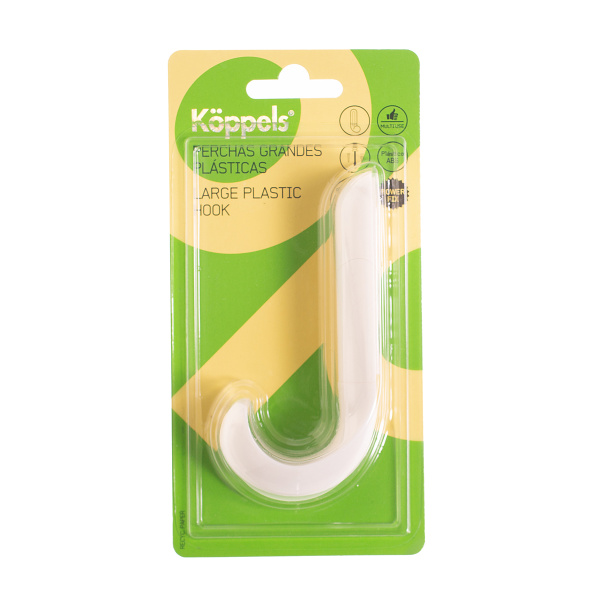 PERCHA "J" ADH. PLASTICO BL P3001B
